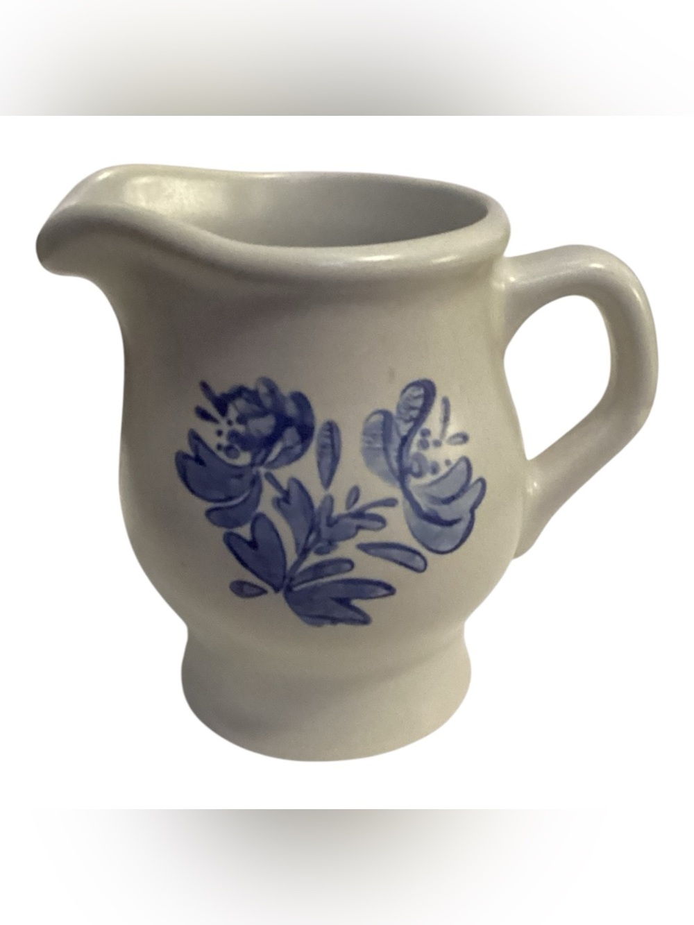 Vintage Pfaltzgraff Yorktowne Stoneware Creamer Mini Pitcher Blue Floral USA